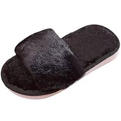 GURGER Hausschuhe Kinder Mädchen Plüsch Hüttenschuhe Jungen Offene Zehe Winter Wärme Pantoffeln Bequeme House Slippers Schwarz Größe 30 31 von GURGER