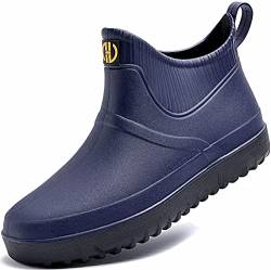 GURGER Regenstiefel Herren Kurz Gummistiefel Kurzschaft Männer Gummistiefeletten Wasserdicht Navy Blau Größe 43 von GURGER