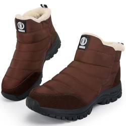 GURGER Winterschuhe Herren Kurzschaft Gefütterte Wasserdicht Winterstiefel Damen Kurz Schneestiefel Winter Warm Winterboots Braun Größe 44 von GURGER