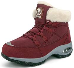 GURGER Winterstiefel Damen Gefütterte Schneestiefel Winter Winterboots Kurz Kurzschaft Warm Winterschuhe Frauen Größe 38 Rot von GURGER