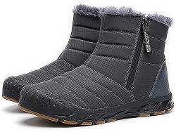 GURGER Winterstiefel Damen Herren Wasserdicht Gefüttert Warm Winterschuhe Winter Schneestiefel Männer Kurzschaft Stiefel Grau Größe 44 von GURGER