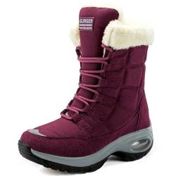 GURGER Winterstiefel Damen Wasserdicht Gefütterte Schneestiefel Frauen Winter Stiefel Warm Rutschfeste Winterboots Rot Gr 39 von GURGER