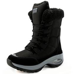 GURGER Winterstiefel Damen Wasserdicht Gefütterte Schneestiefel Frauen Winter Stiefel Warm Rutschfeste Winterboots Schwarz Gr 37 von GURGER