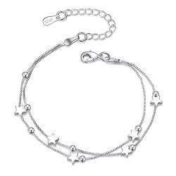 GUROTD Silber Armband für Frauen 925 Sterling Silber Stern damen Armband mit Cubic Zirkonia Verstellbare Armbänder für Teenager Mädchen damen Armband Geschenke für sie von GUROTD