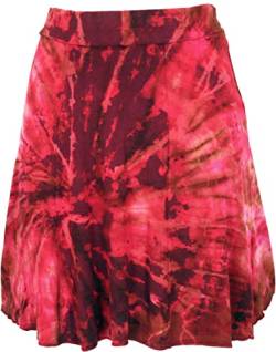 GURU SHOP Batik Hippie Minirock, Sommerrock, Damen, Pink/rot, Synthetisch, Size:38 von GURU SHOP