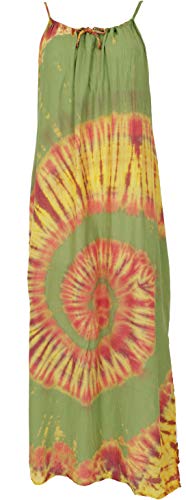 GURU SHOP Batik Hippiekleid, Sommerkleid, Trägerkleid, Batikkleid, Maxikleid, Damen, Grün, Synthetisch, Size:38 von GURU SHOP