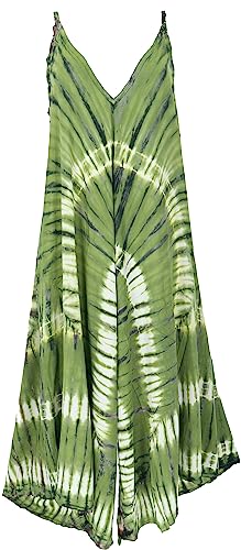 GURU SHOP Batik Jumpsuit, Sommer Overall, Hosenkleid, Damen, Grün, Synthetisch, Size:40 von GURU SHOP