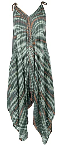 GURU SHOP Batik Jumpsuit, Sommer Overall, Hosenkleid, Damen, Olivgrün, Synthetisch, Size:40 von GURU SHOP