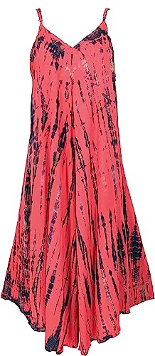 GURU SHOP Batik Jumpsuit, Sommer Overall, Hosenkleid, Damen, Rot, Synthetisch, Size:40 von GURU SHOP