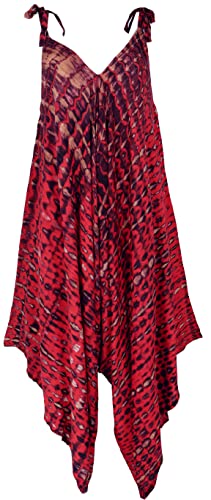 GURU SHOP Batik Jumpsuit, Sommer Overall, Hosenkleid, Damen, Rot/schwarz, Synthetisch, Size:40 von GURU SHOP