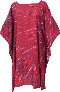 GURU SHOP Batik Kaftan, Ibiza-Style Tunika, Bluse, Damen Maxibluse, Rot, Synthetisch, Size:One Size von GURU SHOP