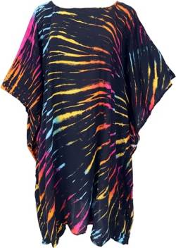 GURU SHOP Batik Kaftan, Ibiza-Style Tunika, Bluse, Damen Maxibluse, Schwarz, Synthetisch, Size:One Size von GURU SHOP