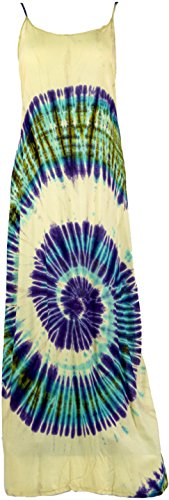 GURU SHOP Batik Maxikleid, Strandkleid, Sommerkleid, Langes Kleid, Damen, Naturweiß, Synthetisch, Size:40 von GURU SHOP