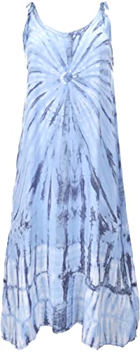 GURU SHOP Batikkleid, Strandkleid, Sommerkleid in Übergröße, Damen, Blau, Synthetisch, Size:One Size von GURU SHOP