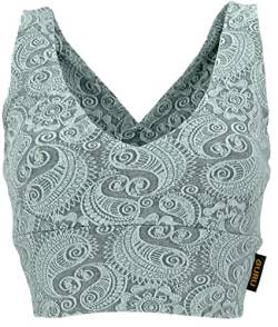 GURU SHOP Bauchfeies Top, Bra Top, Yoga Top aus Bio-Baumwolle, Aqua, Size:L (40) von GURU SHOP