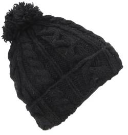 GURU SHOP Beanie Mütze, Bommelmütze aus Nepal, Wollmütze, Schurwolle, Herren/Damen, Schwarz, Size:One Size von GURU SHOP