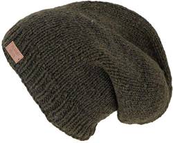 GURU SHOP Beanie Mütze, Strickmütze, Nepalmütze, Wintermütze, Herren/Damen, Olivegrün, Wolle, Size:One Size von GURU SHOP