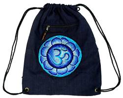 GURU SHOP Bestickter Turnbeutel, Rucksack, Sportbeutel, Freizeitbeutel, Goa Beutel, Hippie Beutel - Marine/Mandala, Herren/Damen, Blau, Baumwolle, Size:One Size, 45x35x15 cm, Ausgefallene Stofftasche von GURU SHOP