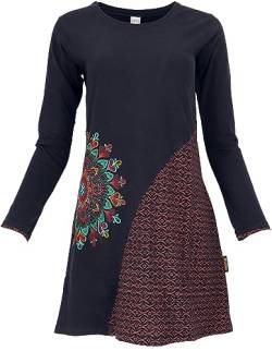 GURU SHOP Besticktes Chic Minikleid, Tunika mit Farbenfrohem Mandala, Schwarz/rot, Baumwolle, Size:S (36) von GURU SHOP
