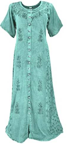 GURU SHOP Besticktes Indisches Hippie Kleid, Damen, Deep Sea, Synthetisch, Size:40 von GURU SHOP