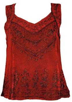 GURU SHOP Besticktes Indisches Hippie Top, Kurze -chic Bluse, Damen, Rot, Synthetisch, Size:40 von GURU SHOP
