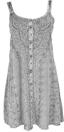GURU SHOP Besticktes Indisches Kleid, Hippie Chic Minikleid, Damen, Grau/Design 25, Synthetisch, Size:40 von GURU SHOP