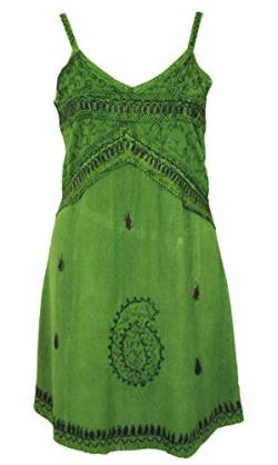 GURU SHOP Besticktes Indisches Kleid, Minikleid, Damen, Grün Design 1, Synthetisch, Size:40 von GURU SHOP