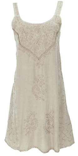 GURU SHOP Besticktes Indisches Minikleid Chic, Hippie Tunika, Damen, Beige Design 16, Synthetisch, Size:40 von GURU SHOP