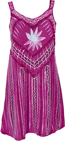 GURU SHOP Besticktes Indisches Minikleid Chic, Hippie Tunika, Damen, Pink Design 6, Synthetisch, Size:40 von GURU SHOP