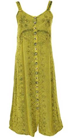 GURU SHOP Besticktes Sommerkleid, Indisches Hippie Trägerkleid, Damen, Lemon/Design 20, Synthetisch, Size:40 von GURU SHOP