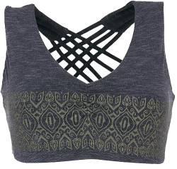 GURU SHOP Bikini Top, Bra Top, Bedrucktes Yoga Top aus Bio-Baumwolle, Anthrazit, Size:M (38) von GURU SHOP