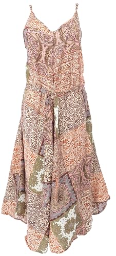 GURU SHOP Boho Jumpsuit mit Patchwork Print, Sommer Overall, Hosenkleid - rosa/braun/Hosen von GURU SHOP