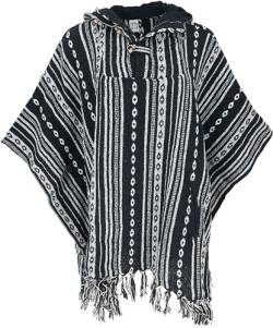 GURU SHOP Cape, Ethno Poncho, Andenponcho, Herren/Damen, Schwarz/weiß, Baumwolle, Size:One Size von GURU SHOP