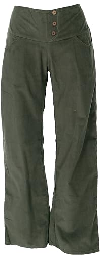 GURU SHOP Cordhose mit Leicht Ausgestelltem Bein, Olivgrün, Baumwolle, Size:S (36) von GURU SHOP