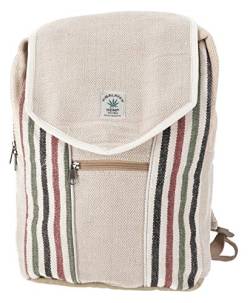 GURU SHOP Ethno Hanf Rucksack Gestreift - Natur/multi, Herren/Damen, Beige, Size:One Size, 40x30x20 cm, Ausgefallene Stofftasche von GURU SHOP