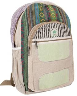 GURU SHOP Ethno Hanf Rucksack - Grün, Herren/Damen, Size:One Size, 40x30x20 cm, Ausgefallene Stofftasche von GURU SHOP