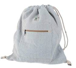 GURU SHOP Ethno Hanf Rucksack mit Fischgrätenmuster, Turnbeutel, Sportbeutel - Blau, Herren/Damen, Size:One Size, 40x35x15 cm, Ausgefallene Stofftasche von GURU SHOP