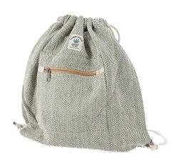 GURU SHOP Ethno Hanf Rucksack mit Fischgrätenmuster, Turnbeutel, Sportbeutel - Olivgrün, Herren/Damen, Size:One Size, 40x40x15 cm, Ausgefallene Stofftasche von GURU SHOP