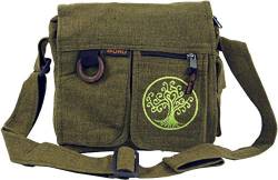 GURU SHOP Ethno Schultertasche `Tree of Life` - Olive, Herren/Damen, Grün, Baumwolle, Size:One Size, 25x25x7 cm, Alternative Umhängetasche, Handtasche aus Stoff von GURU SHOP