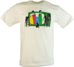 GURU SHOP Fun Retro Art T-Shirt, Sendepause/Weiß, Baumwolle, Size:M von GURU SHOP