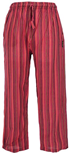 GURU SHOP Gestreifte Yogahose, Unisex Baumwoll-Goa-Hose, Rot, Baumwolle, Size:L (50) von GURU SHOP