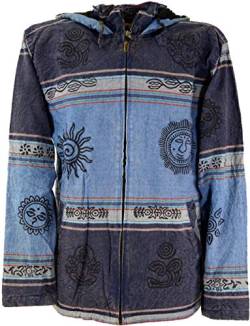 GURU SHOP Goa Jacke, Ethno Kapuzen Jacke, Blau, Baumwolle, Size:S von GURU SHOP