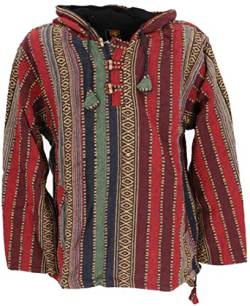 GURU SHOP Goa Kapuzenshirt, Baja Hoodie, Style Kapuzenpullover, Rot, Baumwolle, Size:L von GURU SHOP