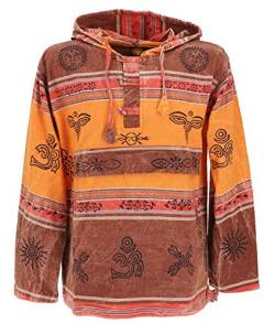 GURU SHOP Goa Kapuzenshirt, Baja Hoody Nepalhoodie, Rostorange, Baumwolle, Size:XL von GURU SHOP