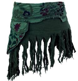 GURU SHOP Goa Minirock, Wickelrock, Cacheur, Fransenrock, Damen, Grün, Baumwolle, Size:40 von GURU SHOP