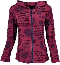 GURU SHOP Goa Patchwork Jacke, Kapuzenjacke, Bordeaux, Baumwolle, Size:S (38) von GURU SHOP