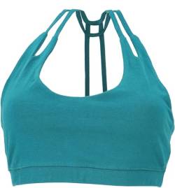 GURU SHOP Goa Psytrance Bikini Top, Goa Top, Pixi Yoga Bra, Petrol, Baumwolle, Size:M (38) von GURU SHOP