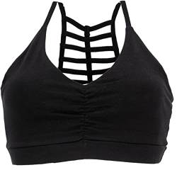 GURU SHOP Goa Psytrance Bikini Top, Top, Pixi Yoga Top, Schwarz, Baumwolle, Size:L (40) von GURU SHOP