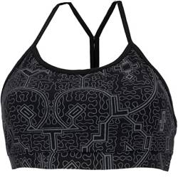 GURU SHOP Goa Psytrance Bikini Top, Top, Yoga Bra - Schwarz/grau, Baumwolle, Size:M (38) von GURU SHOP