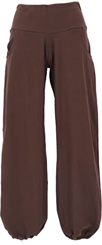 GURU SHOP Goa Psytrance Hose, Sommerhose, Yogahose, Pluderhose, Dunkelbraun, Baumwolle, Size:M (38) von GURU SHOP